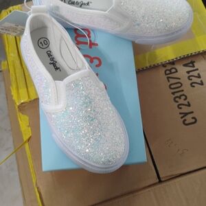 Cat & Jack Glittery Kids Slip-On Sneakers - White